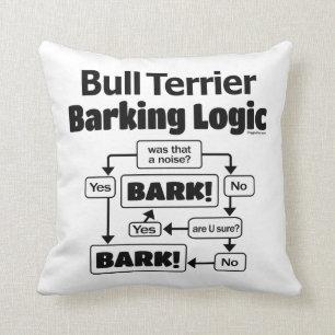 Bull Terrier Barking Logic Throw Pillow