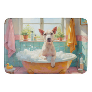 Bull Terrier Bath Time Fun Bathroom Decor Mat