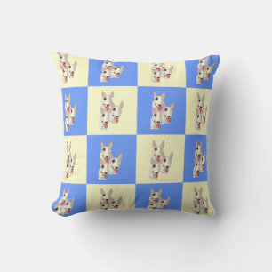 Bull Terrier Chequered Throw Pillow