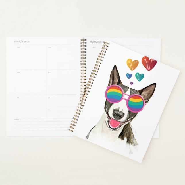 Bull Terrier Chien avec Coeurs Saint-Valentin (Devant avec enveloppe)