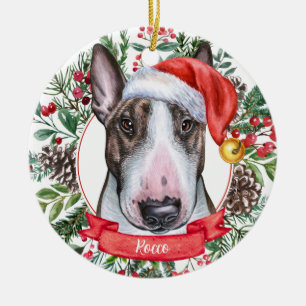 Bull Terrier Chien Personnalisé Père Noël Ornement