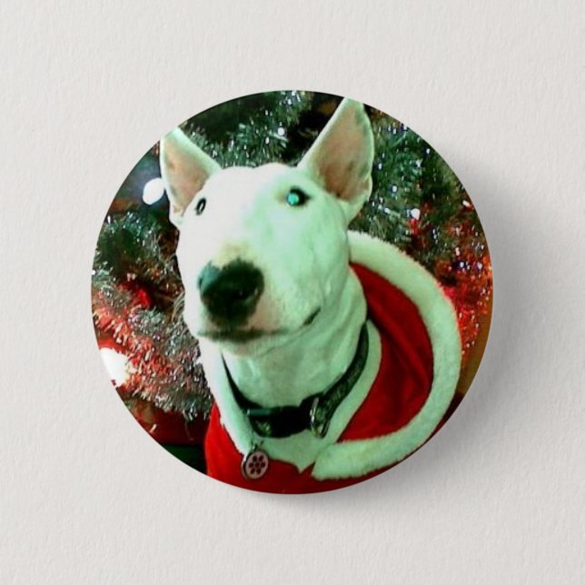 bull terrier christmas 2 inch round button (Front)