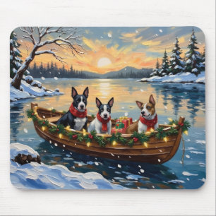 Bull Terrier Christmas Boat Holiday Mouse Pad