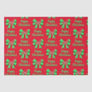 Bull Terrier Christmas Dog & Green Bow Tissue Paper