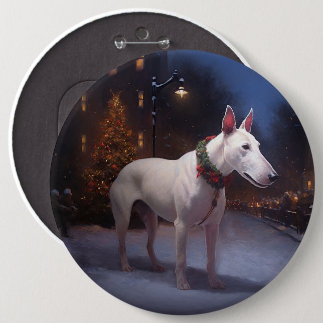 Bull Terrier Christmas Festive Season 6 Inch Round Button (Front & Back)