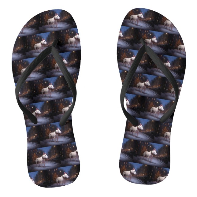 Bull Terrier Christmas Festive Season Flip Flops (Footbed)