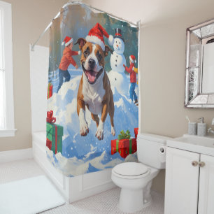 Bull Terrier Christmas Festive Snow Scene