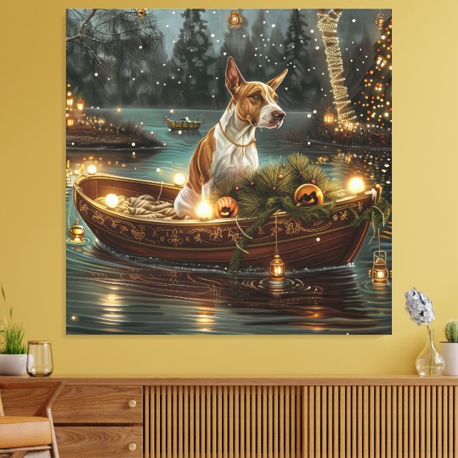 Bull Terrier Christmas Festive Voyage Canvas Print (Insitu(LivingRoom))