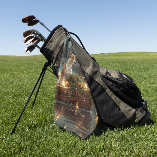 Bull Terrier Christmas Festive Voyage Golf Towel (Green)