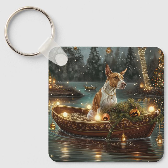 Bull Terrier Christmas Festive Voyage Keychain (Front)