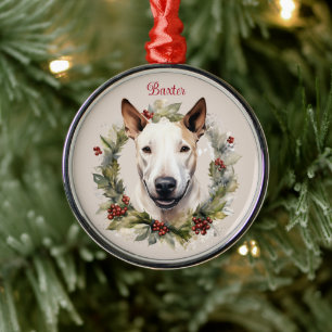 Bull Terrier Christmas Pet Memorial Dog Breed Metal Ornament