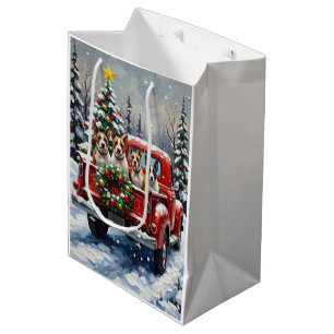 Bull Terrier Christmas Red Truck Holiday Medium Gift Bag