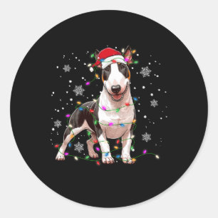 Bull Terrier Christmas Sweater Dog Xmas Lights Tre Classic Round Sticker