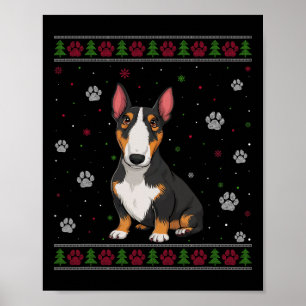 Bull Terrier Christmas Sweater Xmas Pet Animal Dog Poster