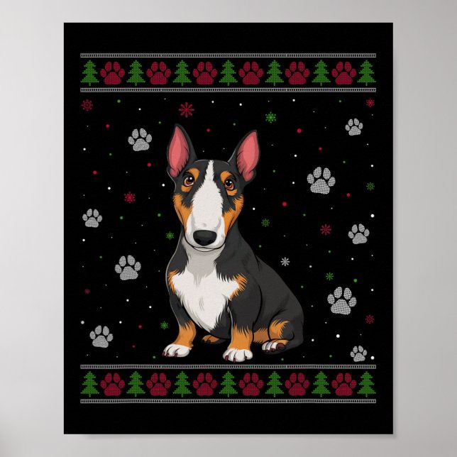 Bull Terrier Christmas Sweater Xmas Pet Animal Dog Poster (Front)