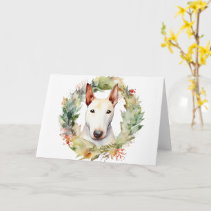 Bull Terrier Christmas Wreath Festive Pup  Card