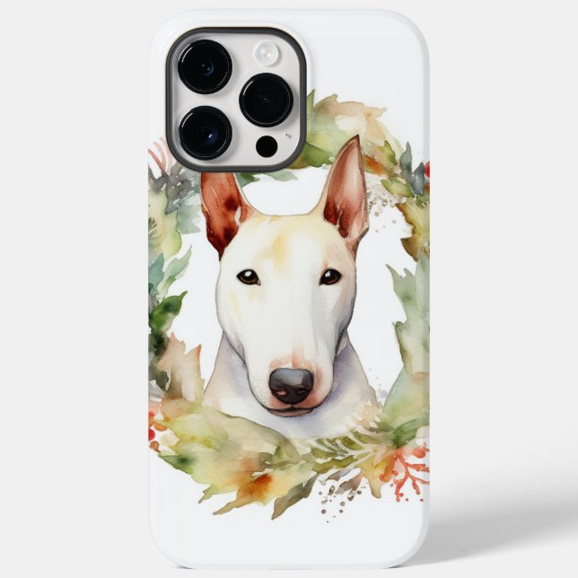 Bull Terrier Christmas Wreath Festive Pup  Case-Mate iPhone Case (Back)
