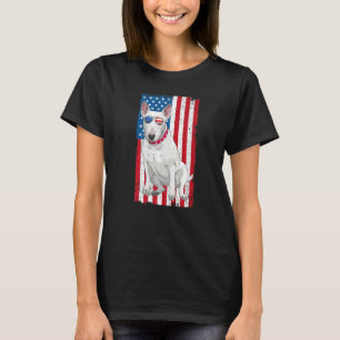 Bull Terrier Dad Mom American Flag Miniature Bull  T-Shirt