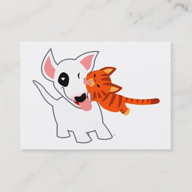 Bull-terrier de bande dessinée et carte du chaton (Devant)