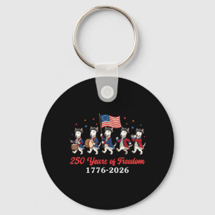Bull Terrier Dog 250 Yrs Of Dom 1776 2026 Patriot Keychain