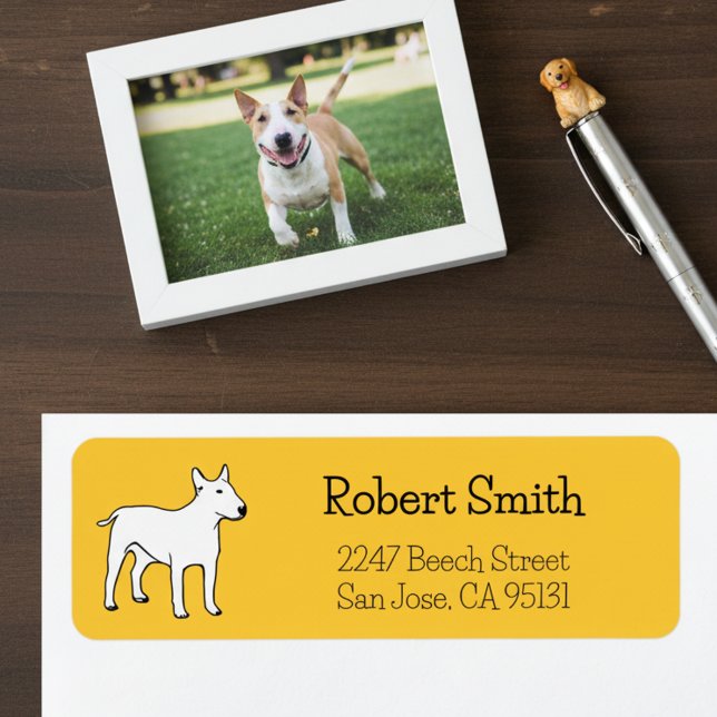 Bull Terrier Dog Adresse de retour Étiquettes (Bull terrier return address labels.)