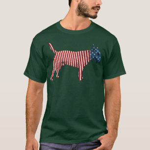 Bull Terrier Dog American Flag 4th Of July  T-Shirt