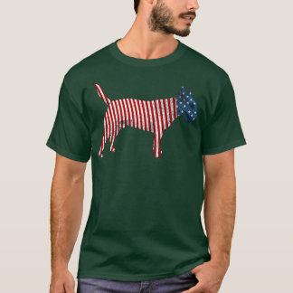 Bull Terrier Dog American Flag 4th Of July  T-Shirt