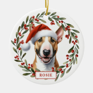 Bull Terrier Dog Ceramic Circle Ornament