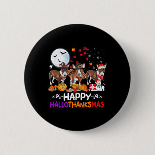 Bull Terrier Dog Christmas Happy Hallothankmas Tha 2 Inch Round Button