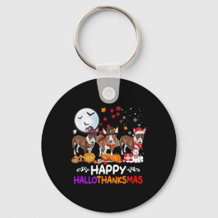 Bull Terrier Dog Christmas Happy Hallothankmas Tha Keychain
