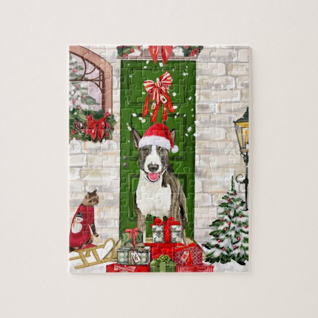 Bull Terrier Dog Christmas Jigsaw Puzzle (Vertical)