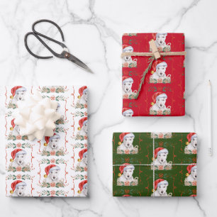 Bull Terrier Dog Christmas Pattern Wrapping Paper Sheet