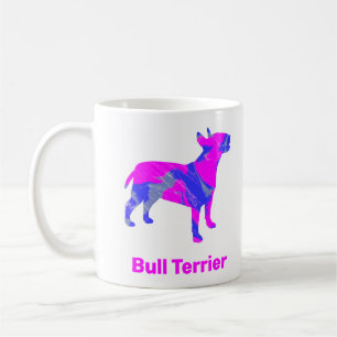 Bull Terrier Dog Crazy Hot Pink & Blue White Coffee Mug