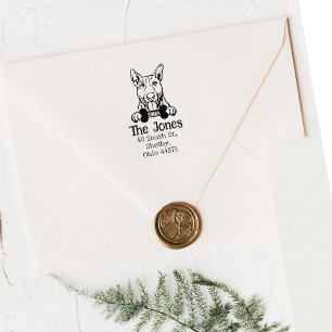 Bull Terrier Dog, Custom Return Address,  Rubber Stamp