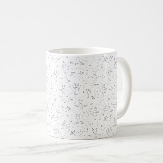Bull terrier dog doing yoga coffee mug (Front Right)