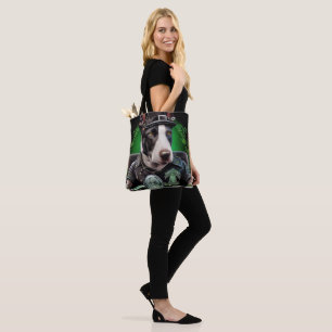 Bull Terrier Dog Driving Bike St. Patrick's Day Tote Bag