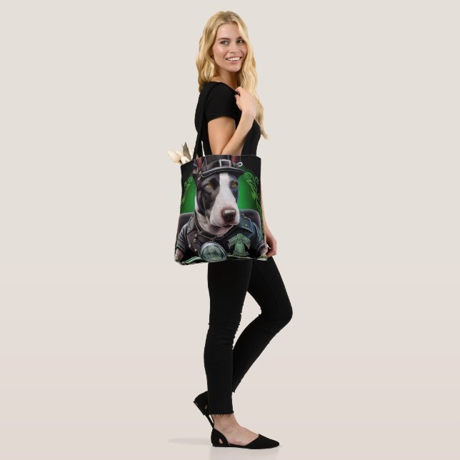 Bull Terrier Dog Driving Bike St. Patrick's Day  Tote Bag (On Model)
