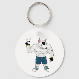 bull terrier dog  fight keychain