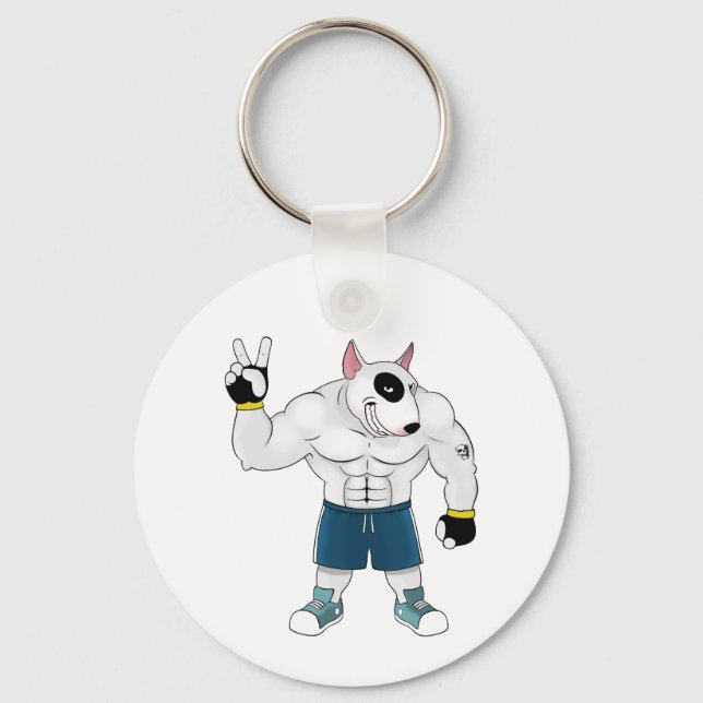 bull terrier dog  fight keychain (Front)