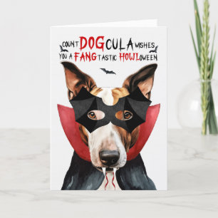 Bull Terrier Dog Funny Count DOGcula Halloween Holiday Card