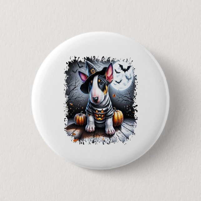 Bull Terrier Dog Halloween 2 Inch Round Button (Front)