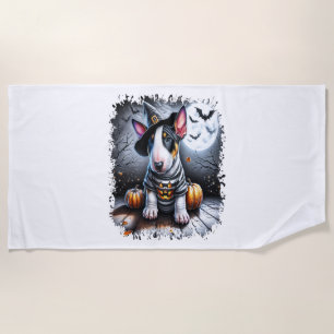 Bull Terrier Dog Halloween Beach Towel