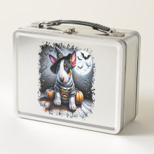 Bull Terrier Dog Halloween Metal Lunch Box