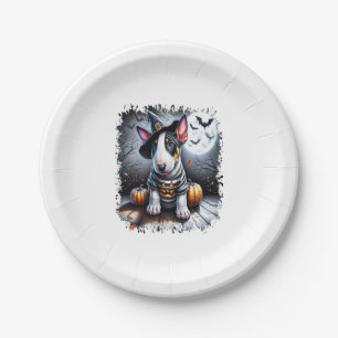 Bull Terrier Dog Halloween Paper Plate