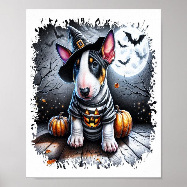 Bull Terrier Dog Halloween Poster (Front)