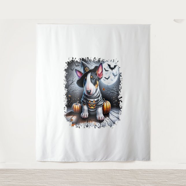Bull Terrier Dog Halloween Tapestry (Front)