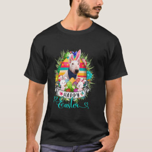 Bull Terrier Dog In Easter Eggs Basket Bunnies Hap T-Shirt