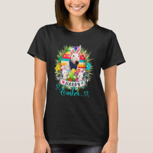 Bull Terrier Dog In Easter Eggs Basket Bunnies Hap T-Shirt