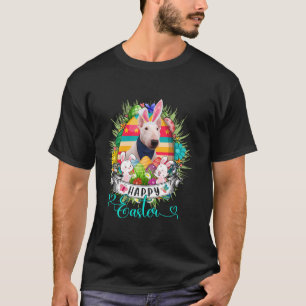 Bull Terrier Dog In Easter Eggs Basket Bunnies Hap T-Shirt