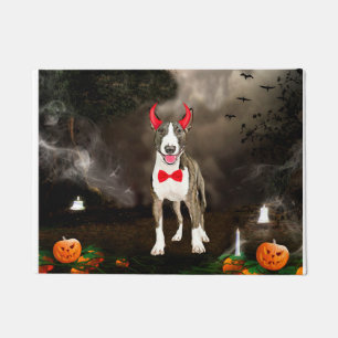 Bull Terrier Dog in Halloween Costume Doormat